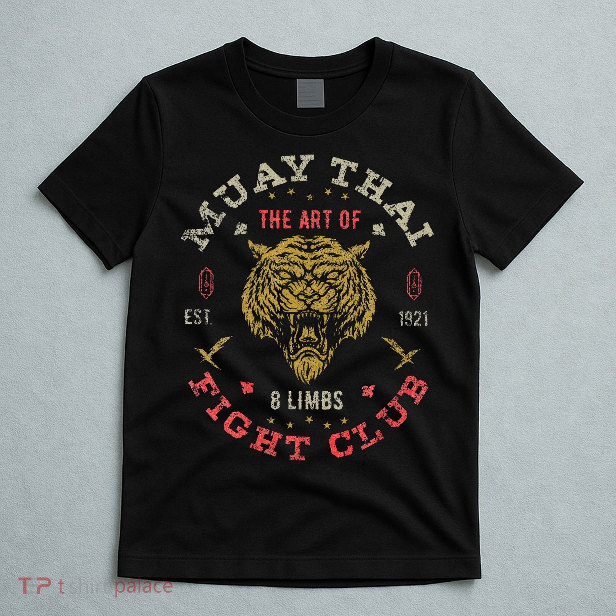 Muay Thai Fighter Vintage Twin Tiger Art Of 8 Limbs T-Shirt