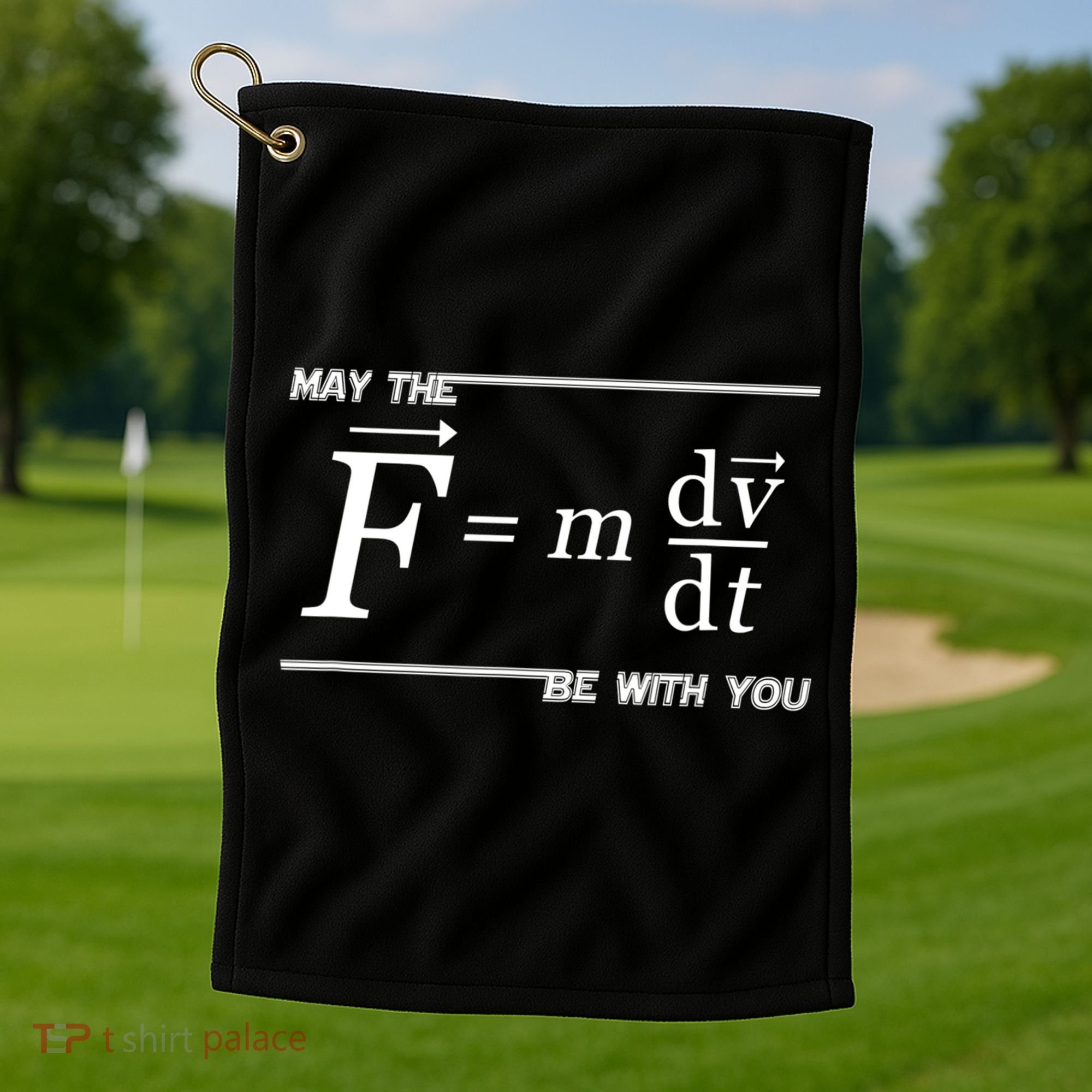May The (F=m*dv/dt) Be With You Funny Gift For Physics Science Golf Towel