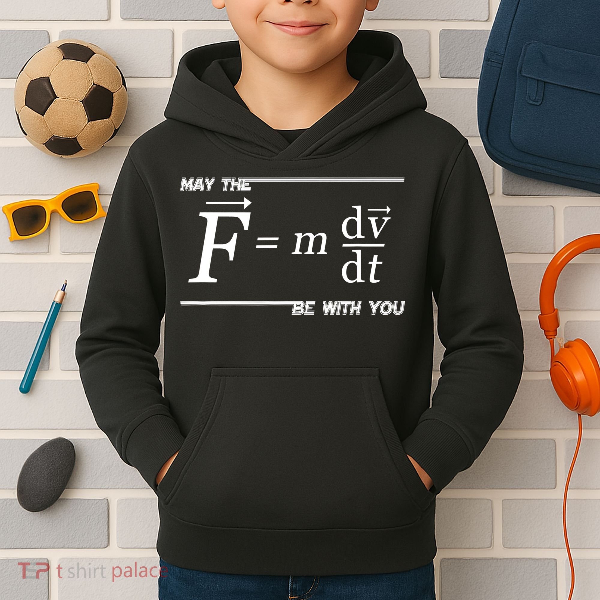 May The (F=m*dv/dt) Be With You Funny Gift For Physics Science Kids Hoodie