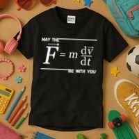 May The (F=m*dv/dt) Be With You Funny Gift For Physics Science Kids T-Shirt thumb 3
