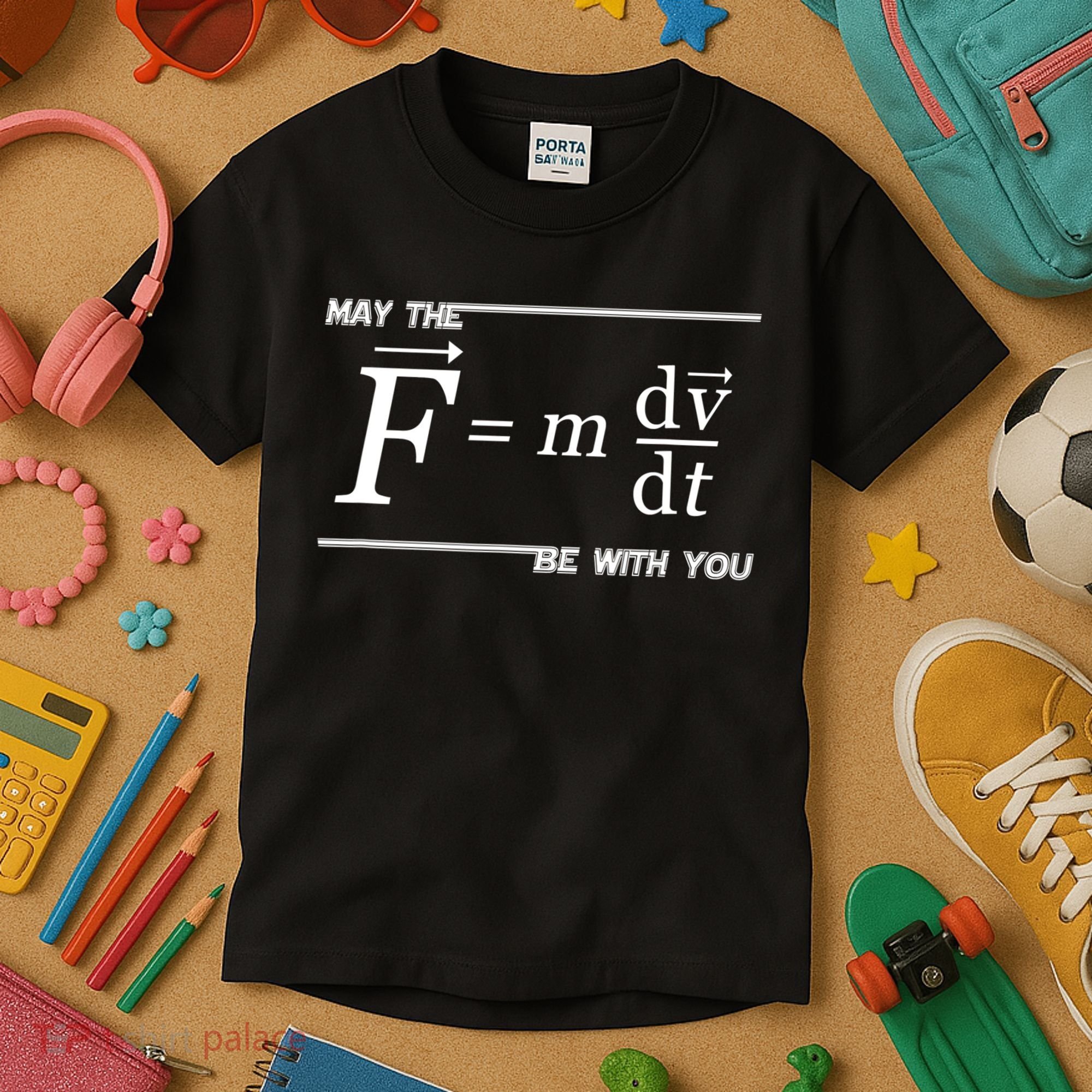 May The (F=m*dv/dt) Be With You Funny Gift For Physics Science Kids T-Shirt