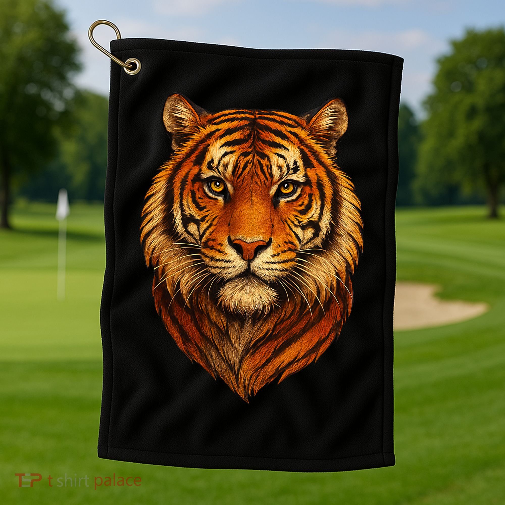 Majestic Tiger Face – Hyper Detailed Wild Animal Art Golf Towel