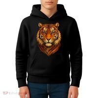 Majestic Tiger Face – Hyper Detailed Wild Animal Art Kids Hoodie thumb 4