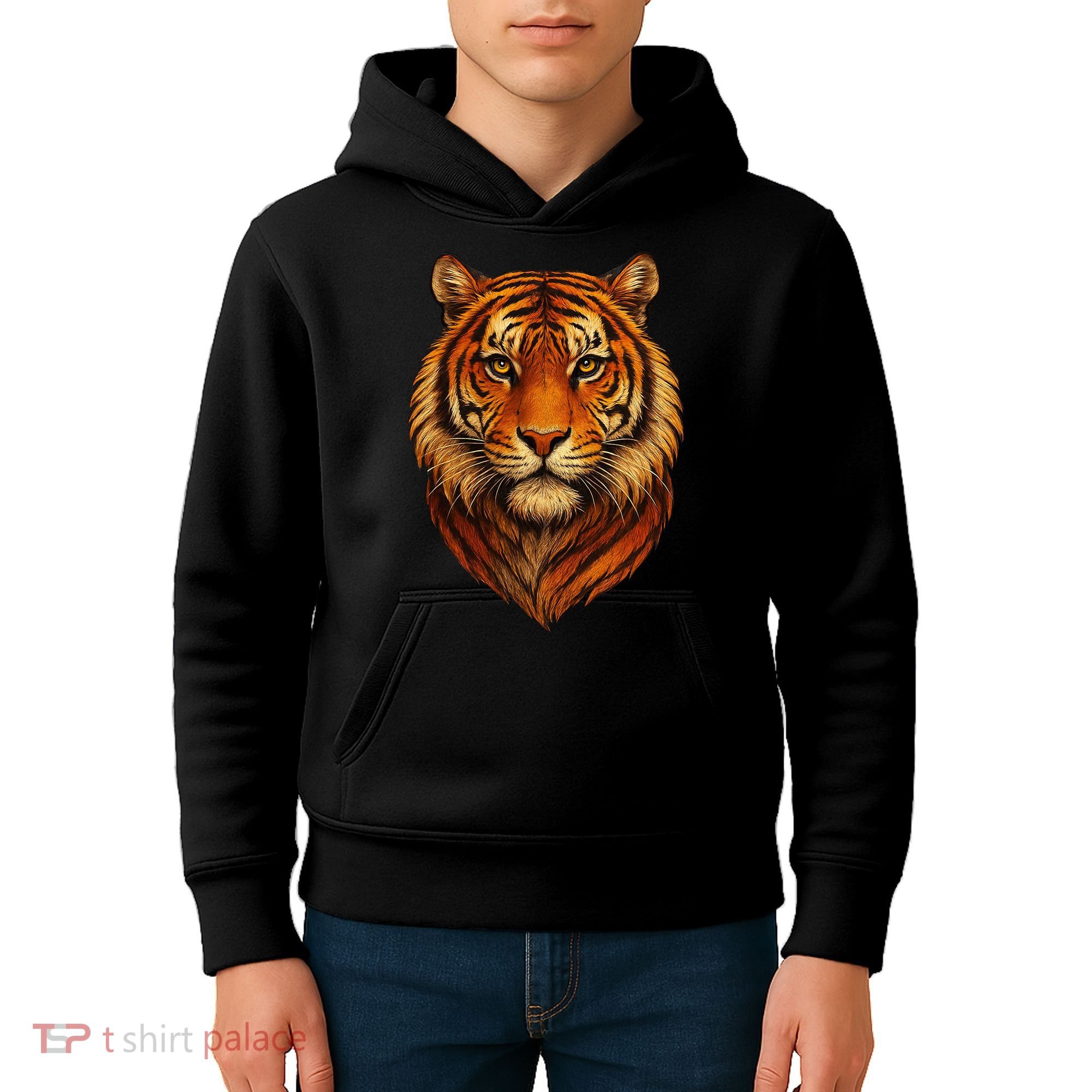 Majestic Tiger Face – Hyper Detailed Wild Animal Art Kids Hoodie