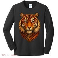 Majestic Tiger Face – Hyper Detailed Wild Animal Art Kids Long Sleeve Shirt thumb 0
