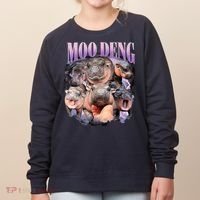 Moodeng The Famous Baby Pigmy Hippo Moodeng Funny Crew Women's Sweatshirt thumb 0