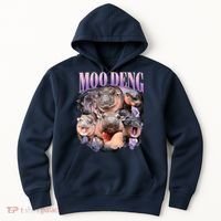 Moodeng The Famous Baby Pigmy Hippo Moodeng Funny Crew Hoodie thumb 0