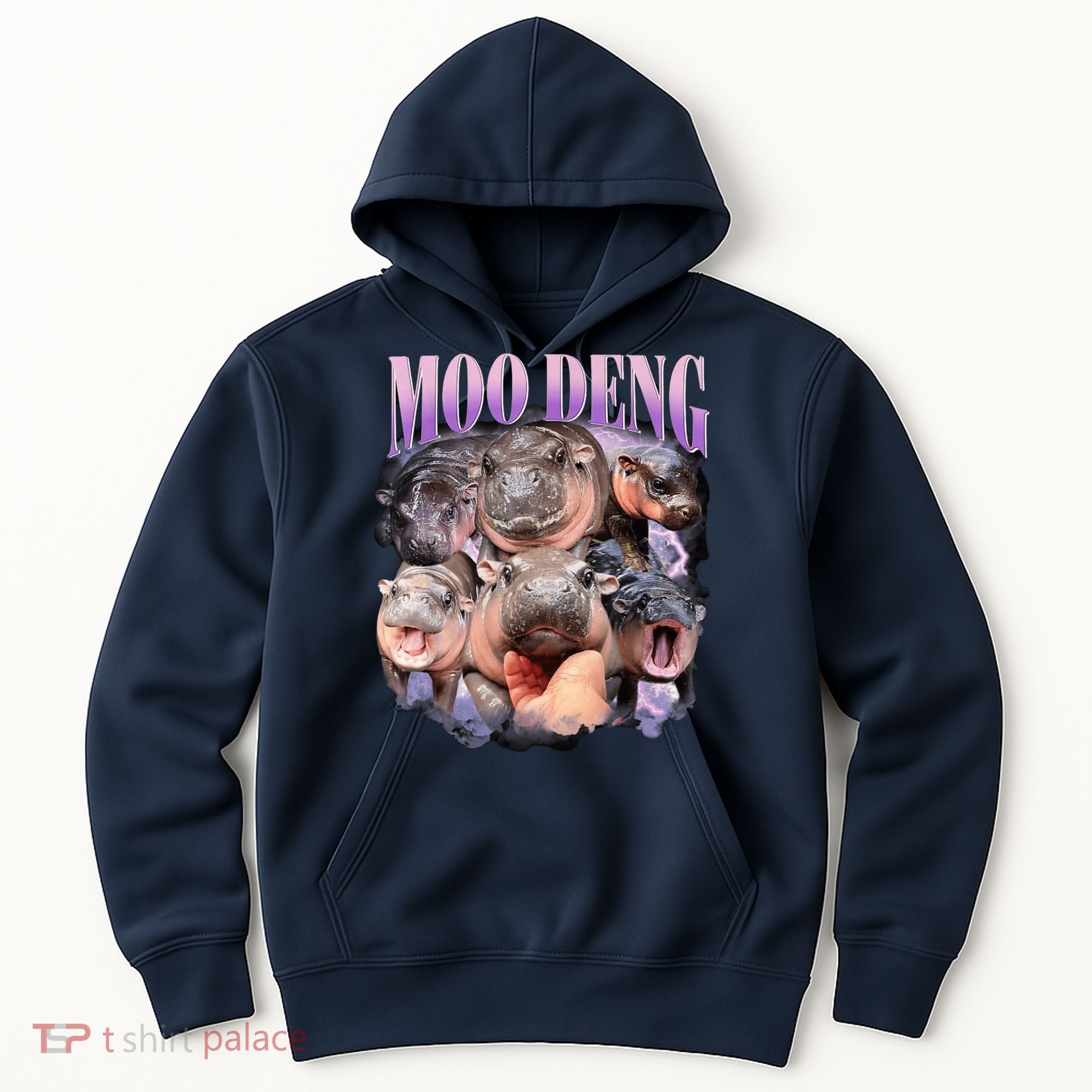 Moodeng The Famous Baby Pigmy Hippo Moodeng Funny Crew Hoodie