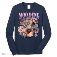 Moodeng The Famous Baby Pigmy Hippo Moodeng Funny Crew Long Sleeve Shirt thumb 0