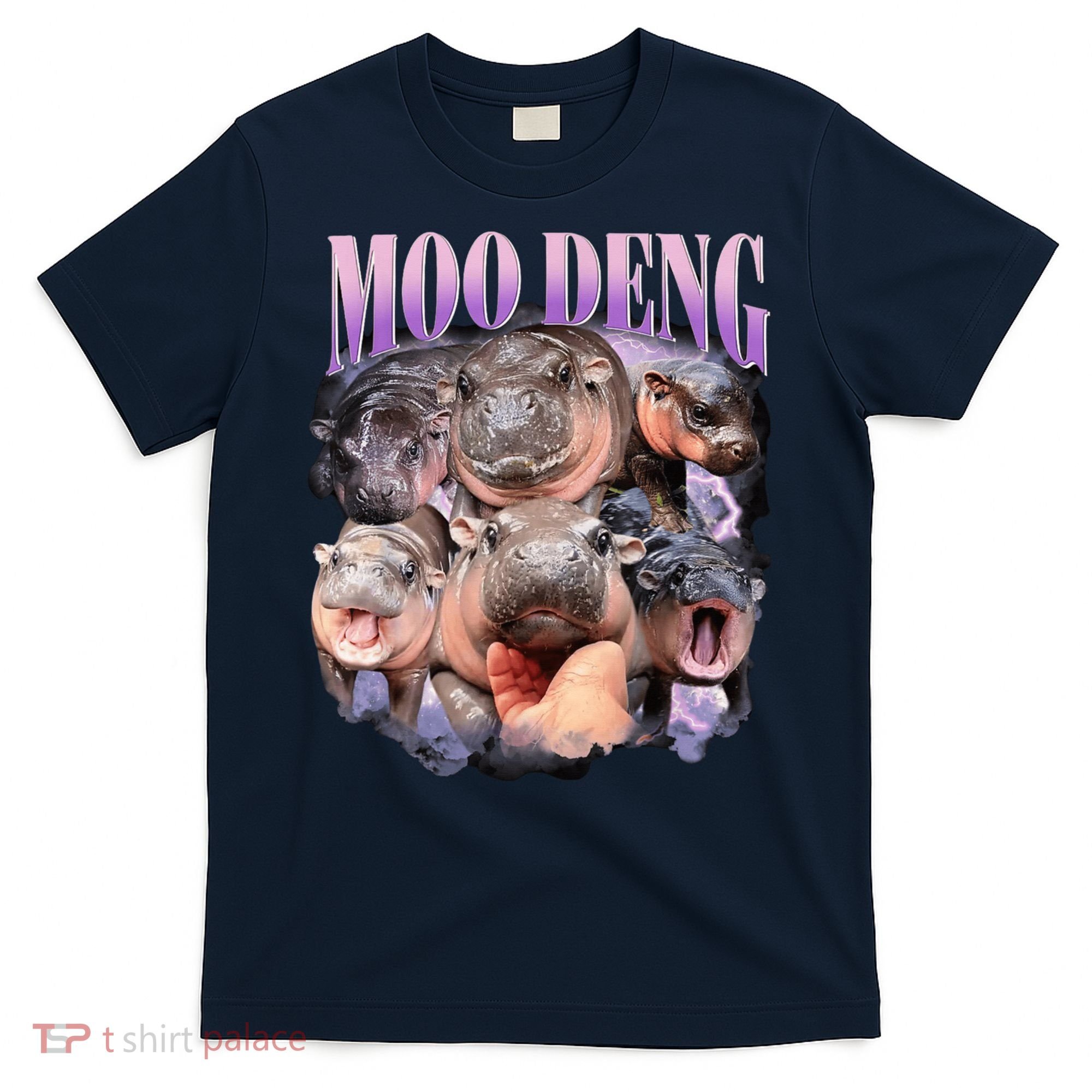 Moodeng The Famous Baby Pigmy Hippo Moodeng Funny Crew T-Shirt