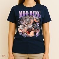 Moodeng The Famous Baby Pigmy Hippo Moodeng Funny Crew T-Shirt thumb 4