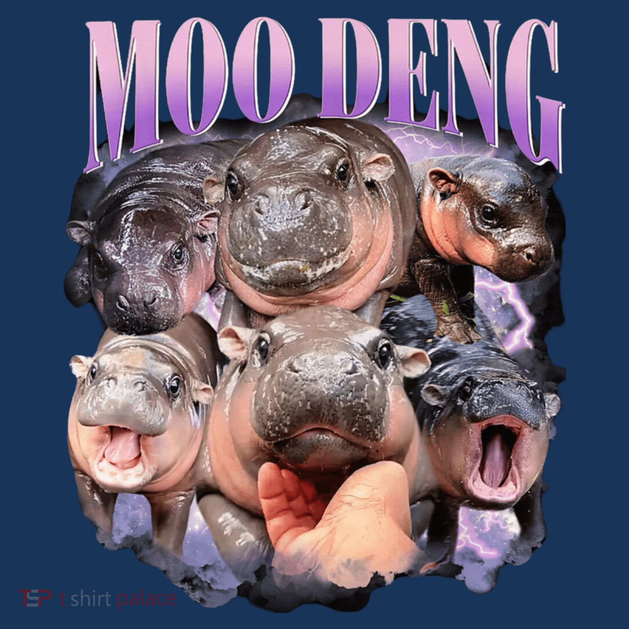 Moodeng The Famous Baby Pigmy Hippo Moodeng Funny Crew T-Shirt