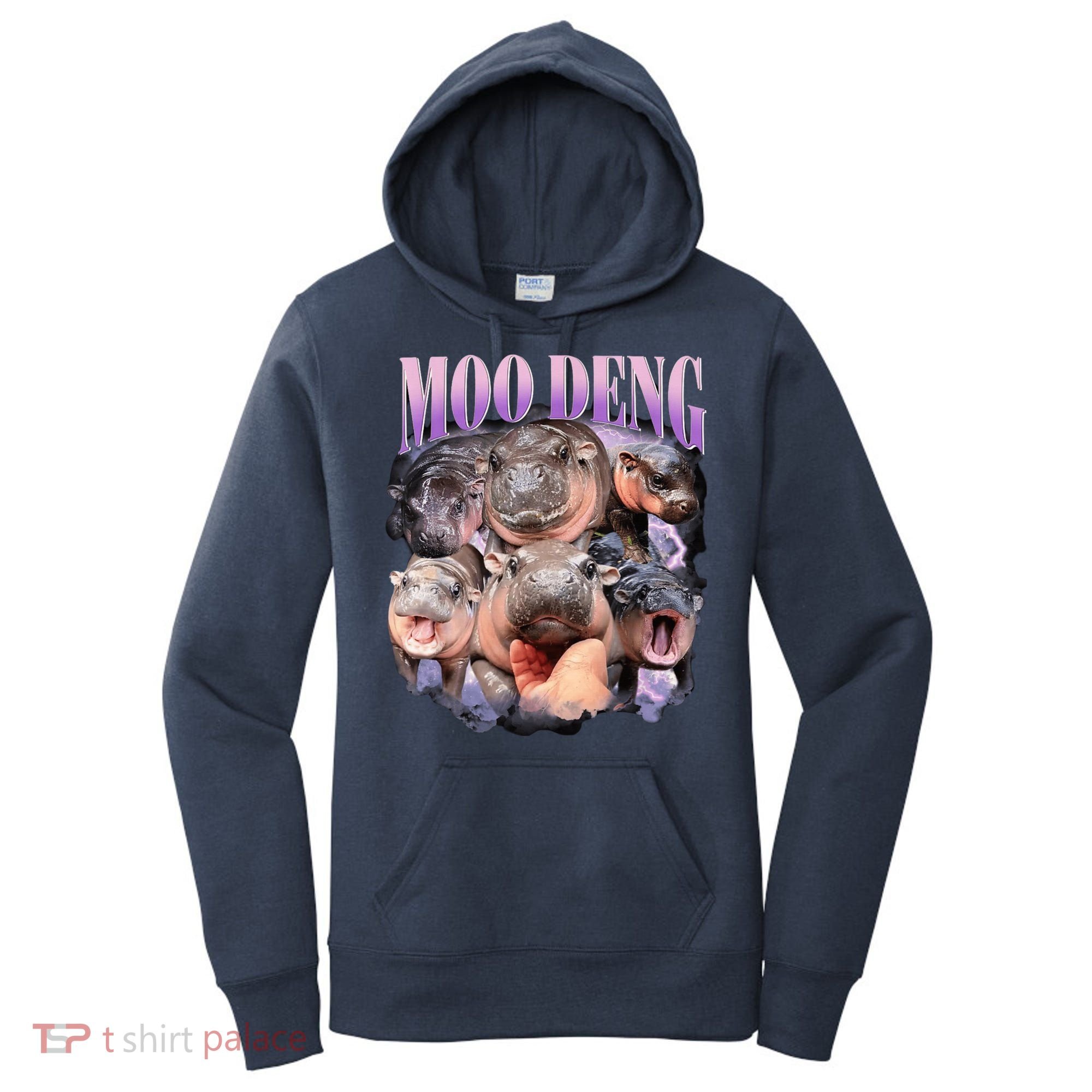 Moodeng The Famous Baby Pigmy Hippo Moodeng Funny Crew Women's Hoodie