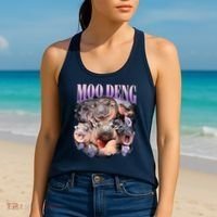 Moodeng The Famous Baby Pigmy Hippo Moodeng Funny Crew Women's Tank Top thumb 2