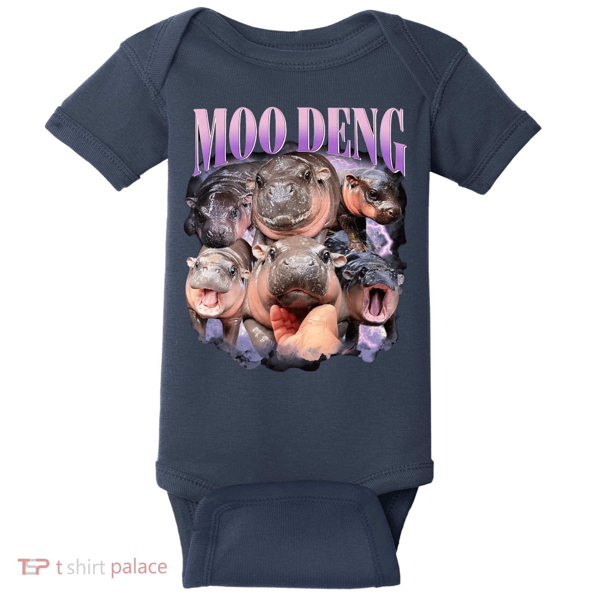 Moodeng The Famous Baby Pigmy Hippo Moodeng Funny Crew Baby Bodysuit