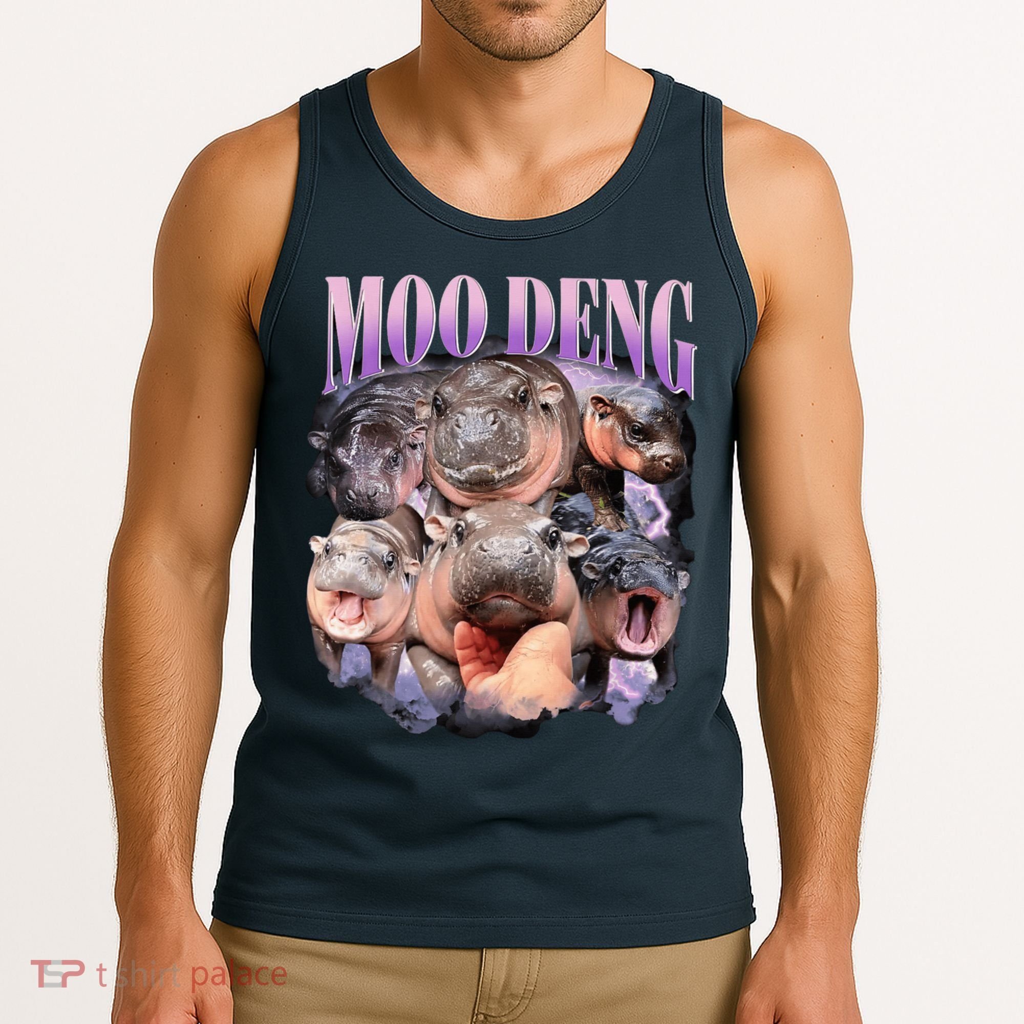 Moodeng The Famous Baby Pigmy Hippo Moodeng Funny Crew Tank Top