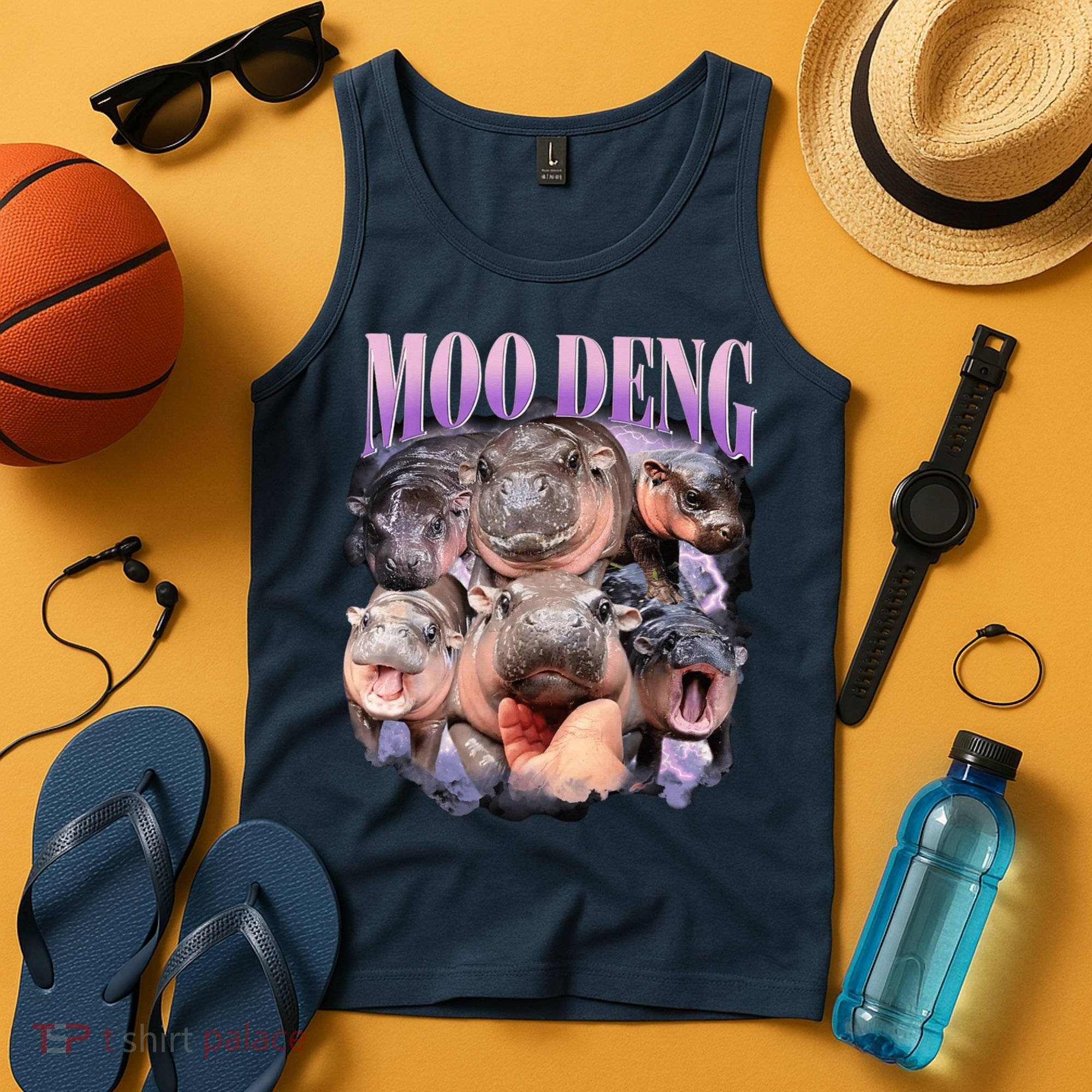 Moodeng The Famous Baby Pigmy Hippo Moodeng Funny Crew Tank Top