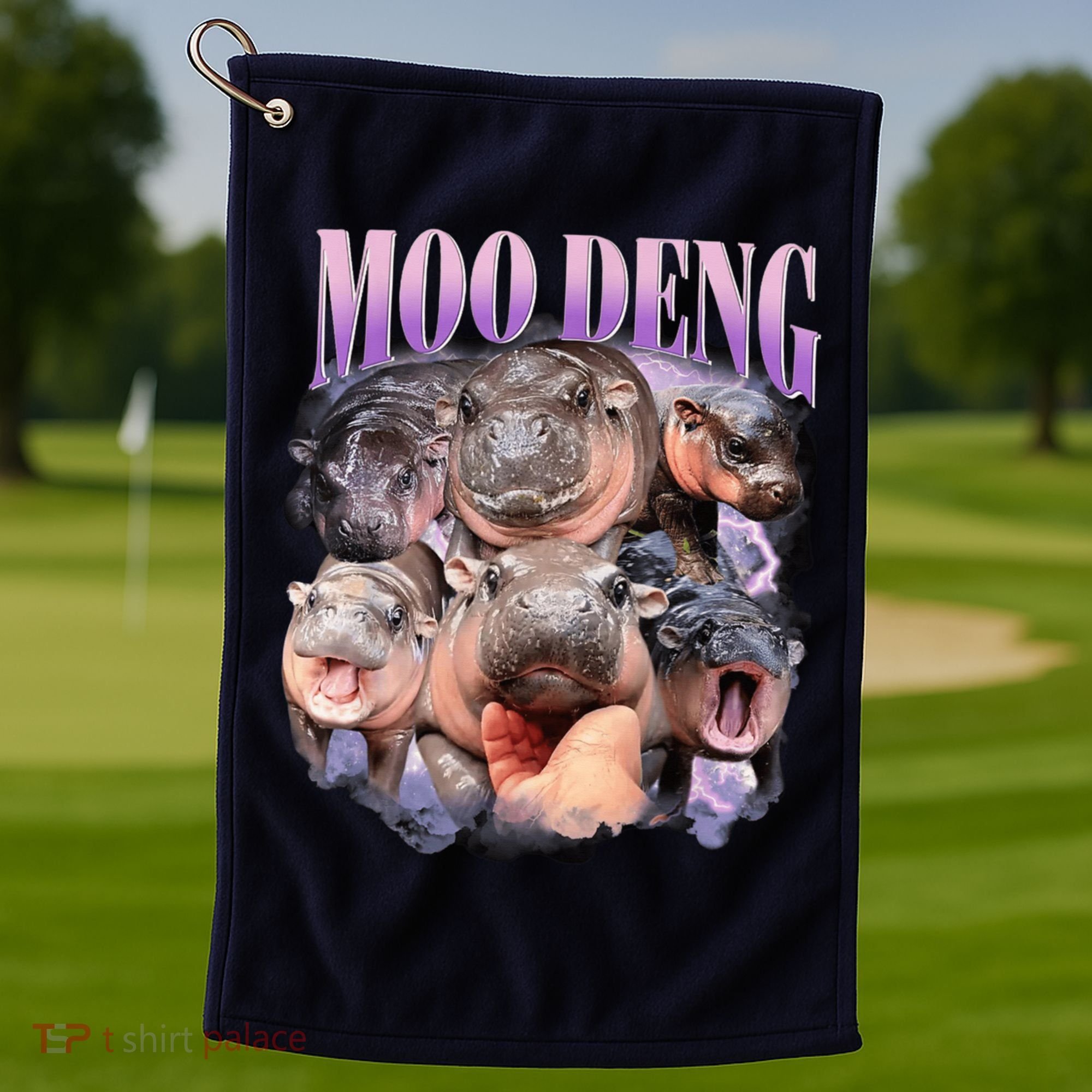 Moodeng The Famous Baby Pigmy Hippo Moodeng Funny Crew Golf Towel