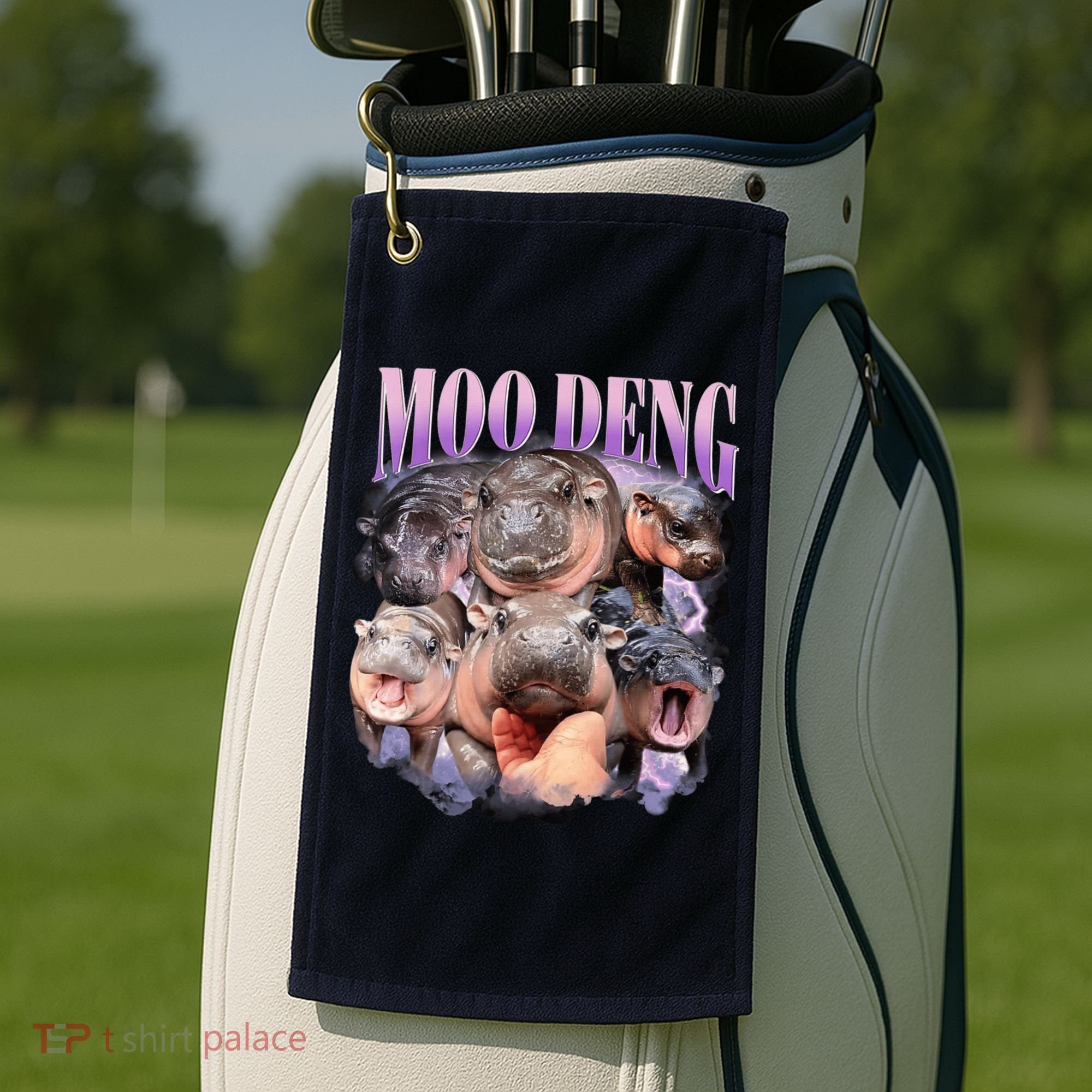 Moodeng The Famous Baby Pigmy Hippo Moodeng Funny Crew Golf Towel