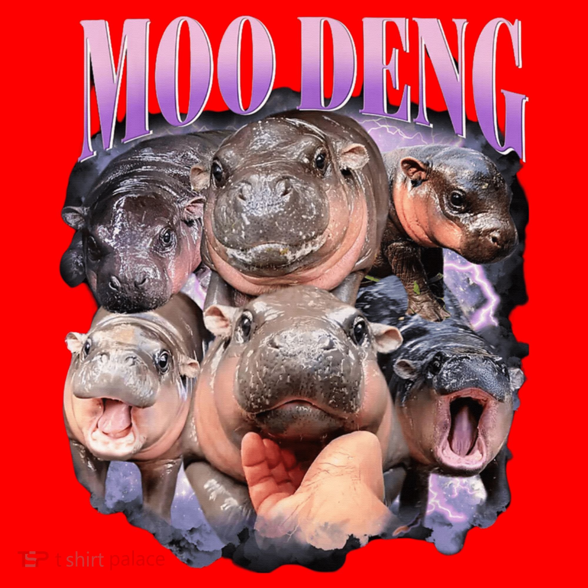 Moodeng The Famous Baby Pigmy Hippo Moodeng Funny Crew Santa Hat