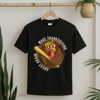 Make Thanksgiving Great Again Pro Trump Turkey Bat T-Shirt thumb 2