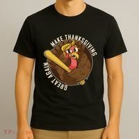 Make Thanksgiving Great Again Pro Trump Turkey Bat T-Shirt thumb 3