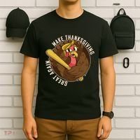 Make Thanksgiving Great Again Pro Trump Turkey Bat T-Shirt thumb 6