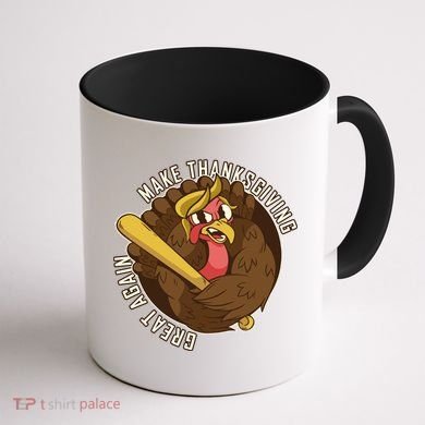 Make Thanksgiving Great Again Pro Trump Turkey Bat Coffee Mug back