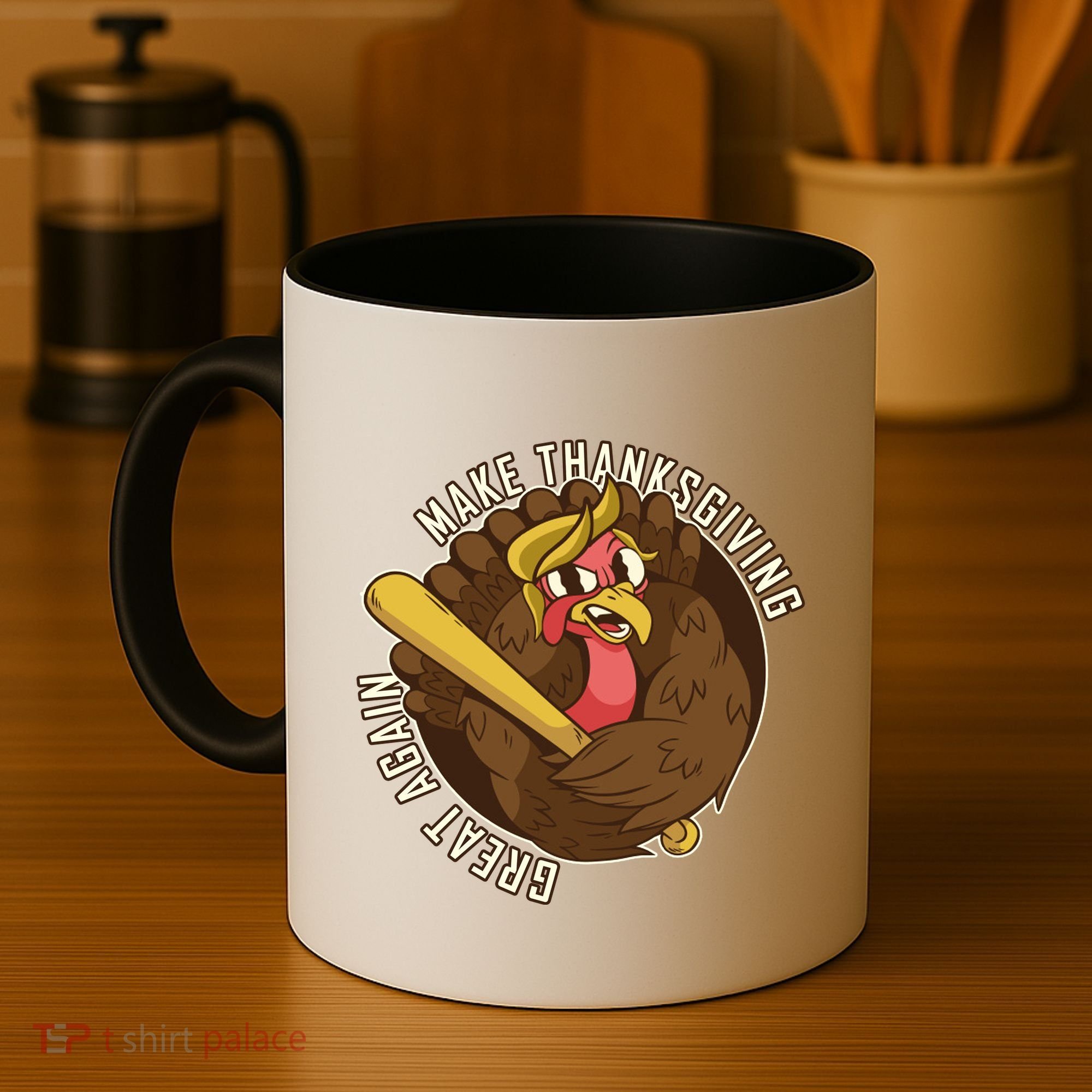 Make Thanksgiving Great Again Pro Trump Turkey Bat Coffee Mug