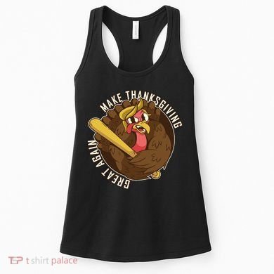 Make Thanksgiving Great Again Pro Trump Turkey Bat Women's Tank Top