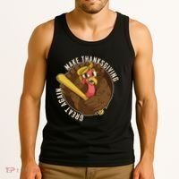 Make Thanksgiving Great Again Pro Trump Turkey Bat Tank Top thumb 3