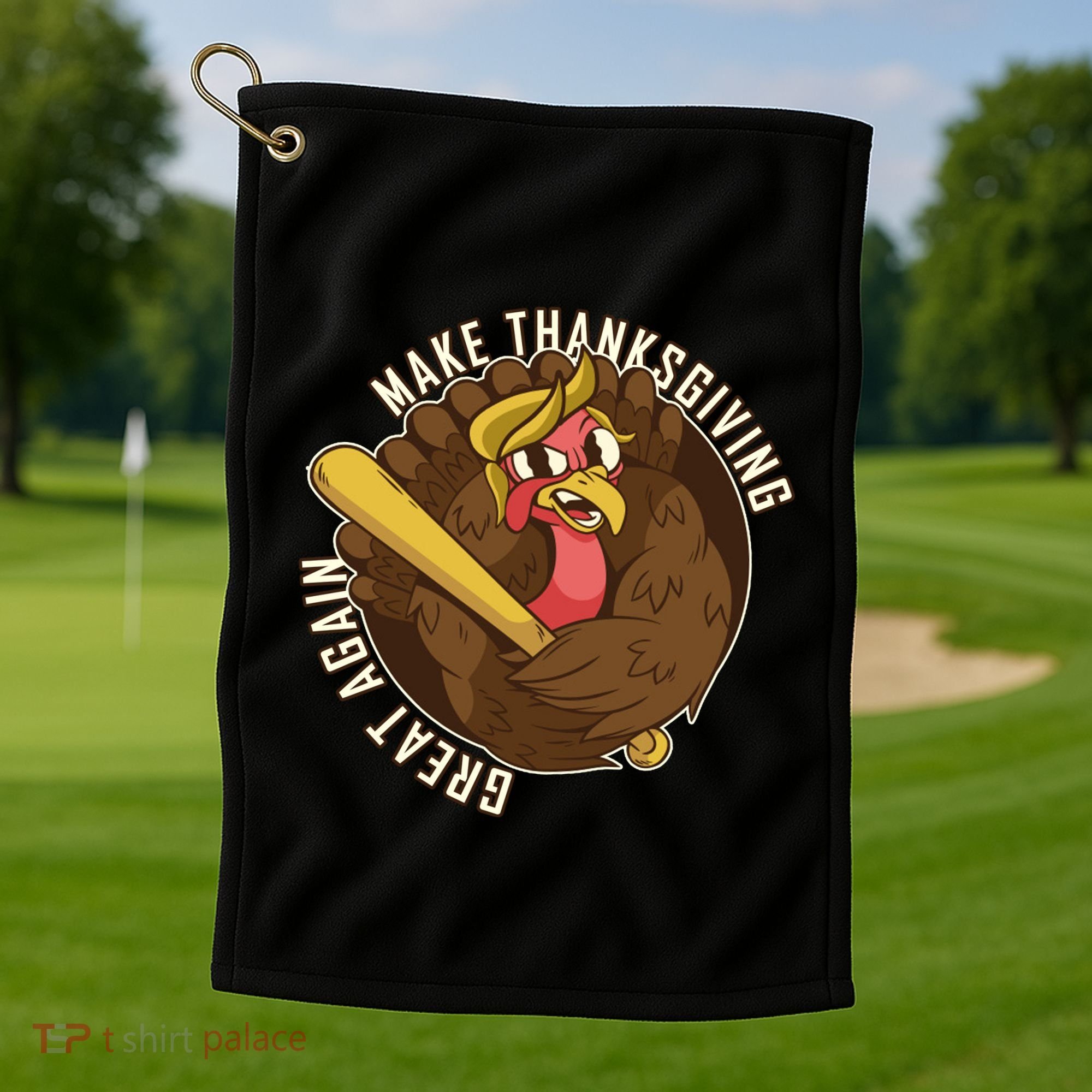 Make Thanksgiving Great Again Pro Trump Turkey Bat Golf Towel