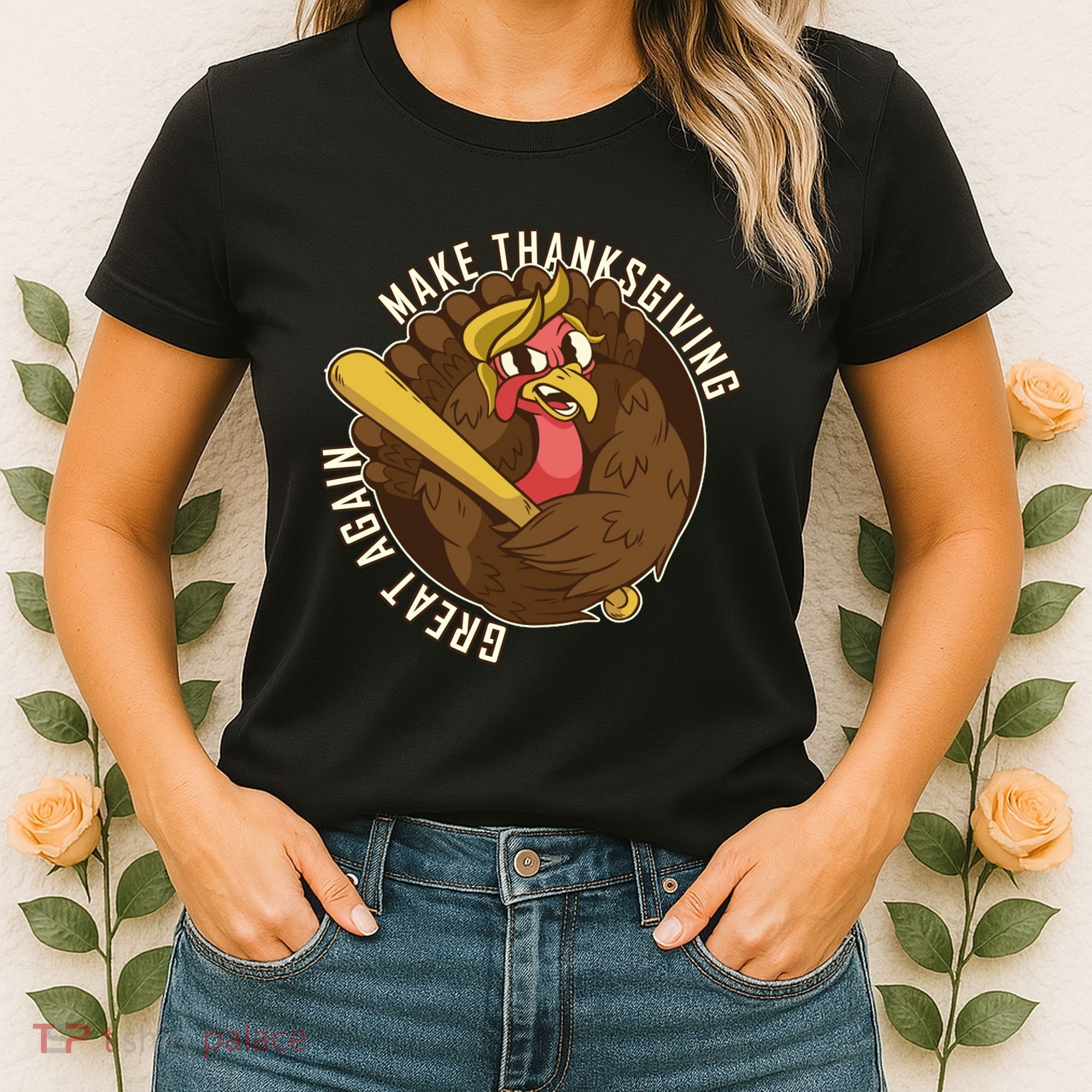 Make Thanksgiving Great Again Pro Trump Turkey Bat Women's T-Shirt