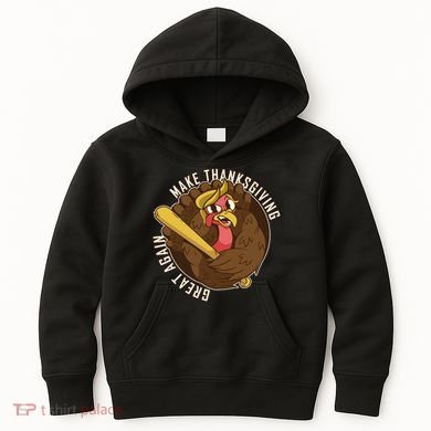 Make Thanksgiving Great Again Pro Trump Turkey Bat Kids Hoodie