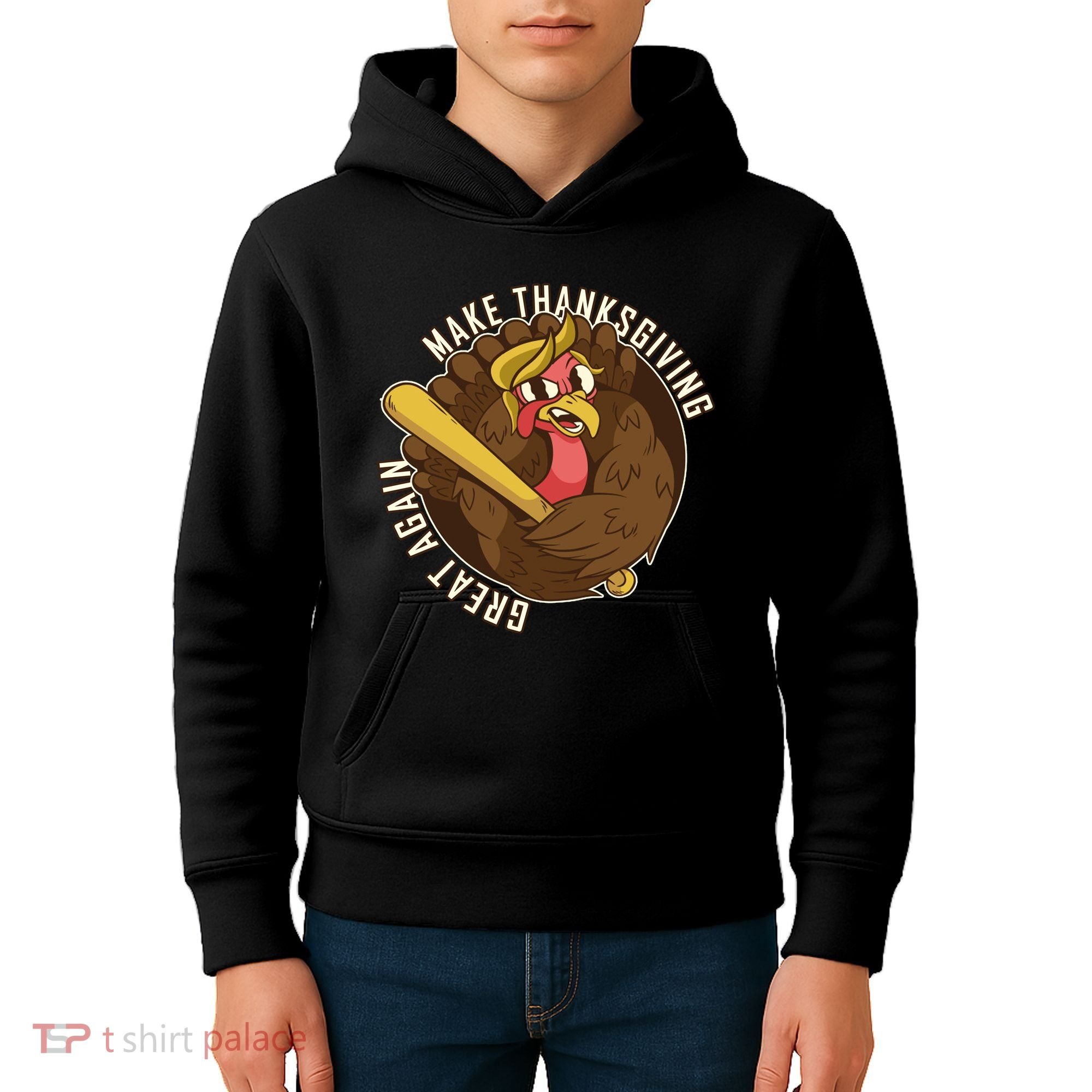 Make Thanksgiving Great Again Pro Trump Turkey Bat Kids Hoodie
