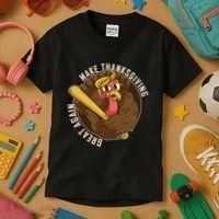 Make Thanksgiving Great Again Pro Trump Turkey Bat Kids T-Shirt thumb 3