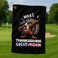 Make Thanksgiving Great Again Dabbing Turkey Trump American Gift Golf Towel thumb 1