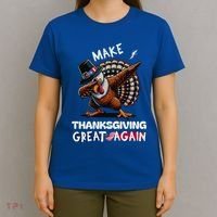 Make Thanksgiving Great Again Dabbing Turkey Trump American Gift T-Shirt thumb 4