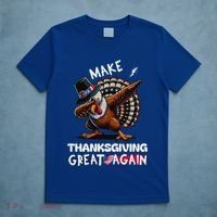 Make Thanksgiving Great Again Dabbing Turkey Trump American Gift T-Shirt thumb 5