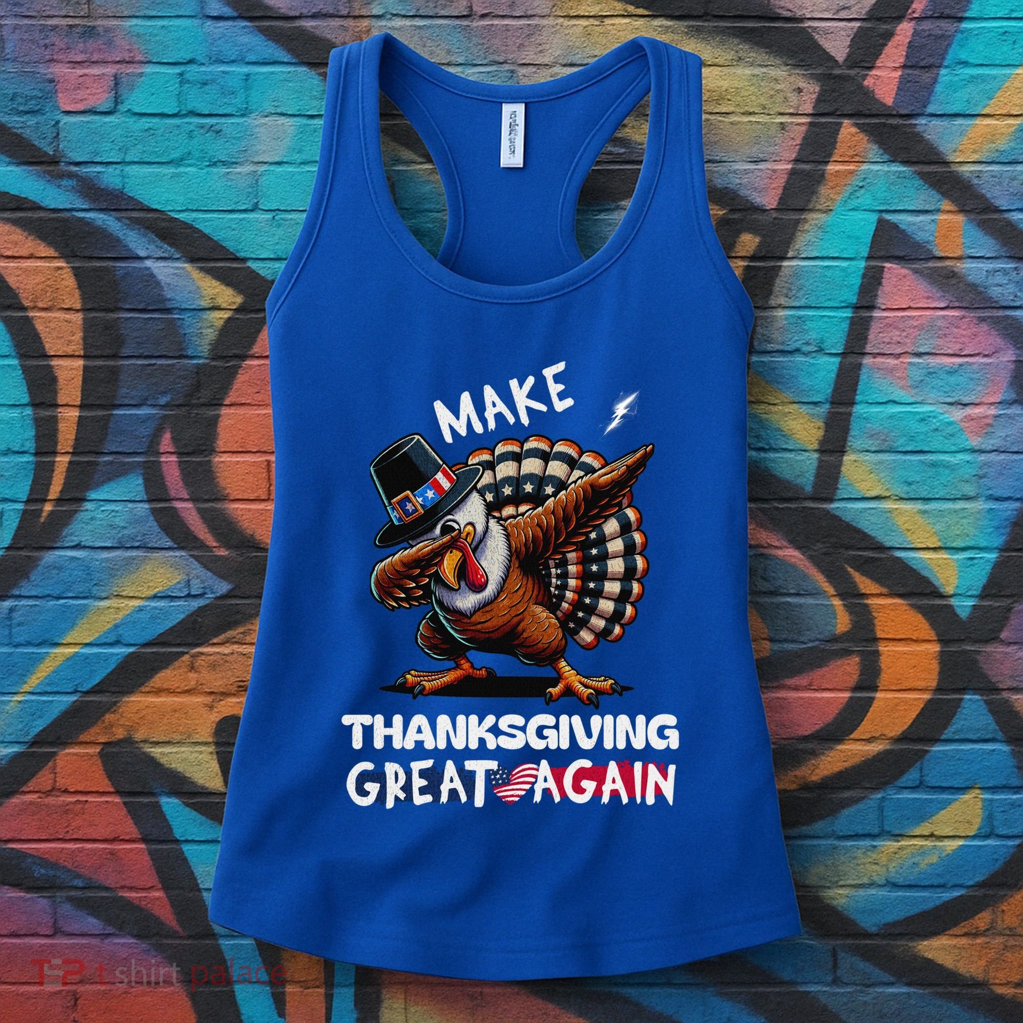 Make Thanksgiving Great Again Dabbing Turkey Trump American Gift Women's Tank Top