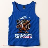 Make Thanksgiving Great Again Dabbing Turkey Trump American Gift Tank Top thumb 2