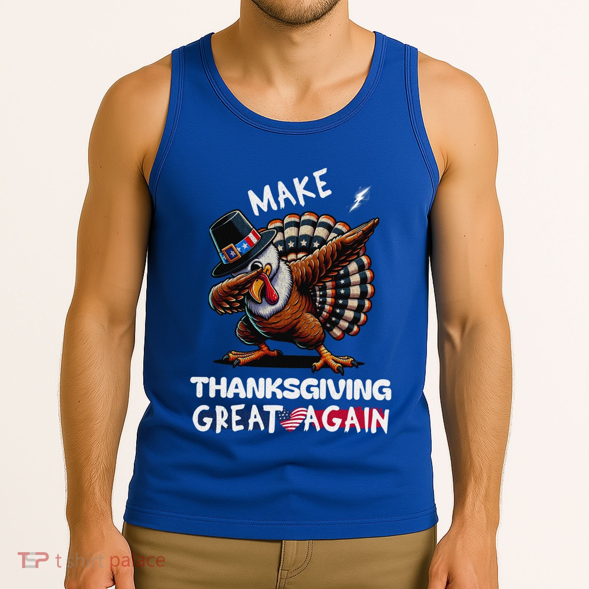 Make Thanksgiving Great Again Dabbing Turkey Trump American Gift Tank Top