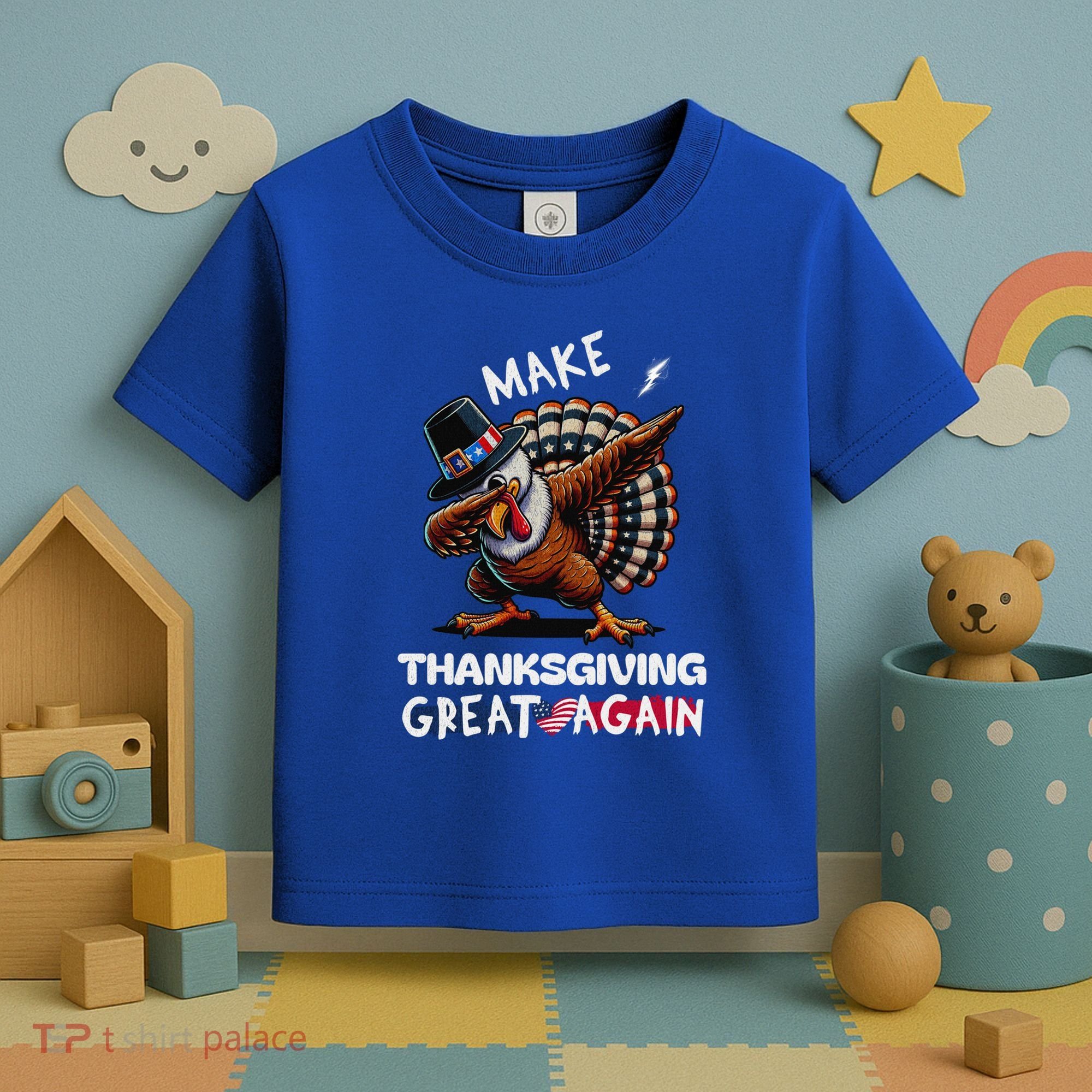 Make Thanksgiving Great Again Dabbing Turkey Trump American Gift Toddler T-Shirt