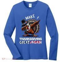 Make Thanksgiving Great Again Dabbing Turkey Trump American Gift Women's Long Sleeve Shirt thumb 0