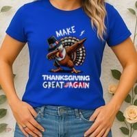 Make Thanksgiving Great Again Dabbing Turkey Trump American Gift Women's T-Shirt thumb 2