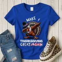 Make Thanksgiving Great Again Dabbing Turkey Trump American Gift Women's T-Shirt thumb 3