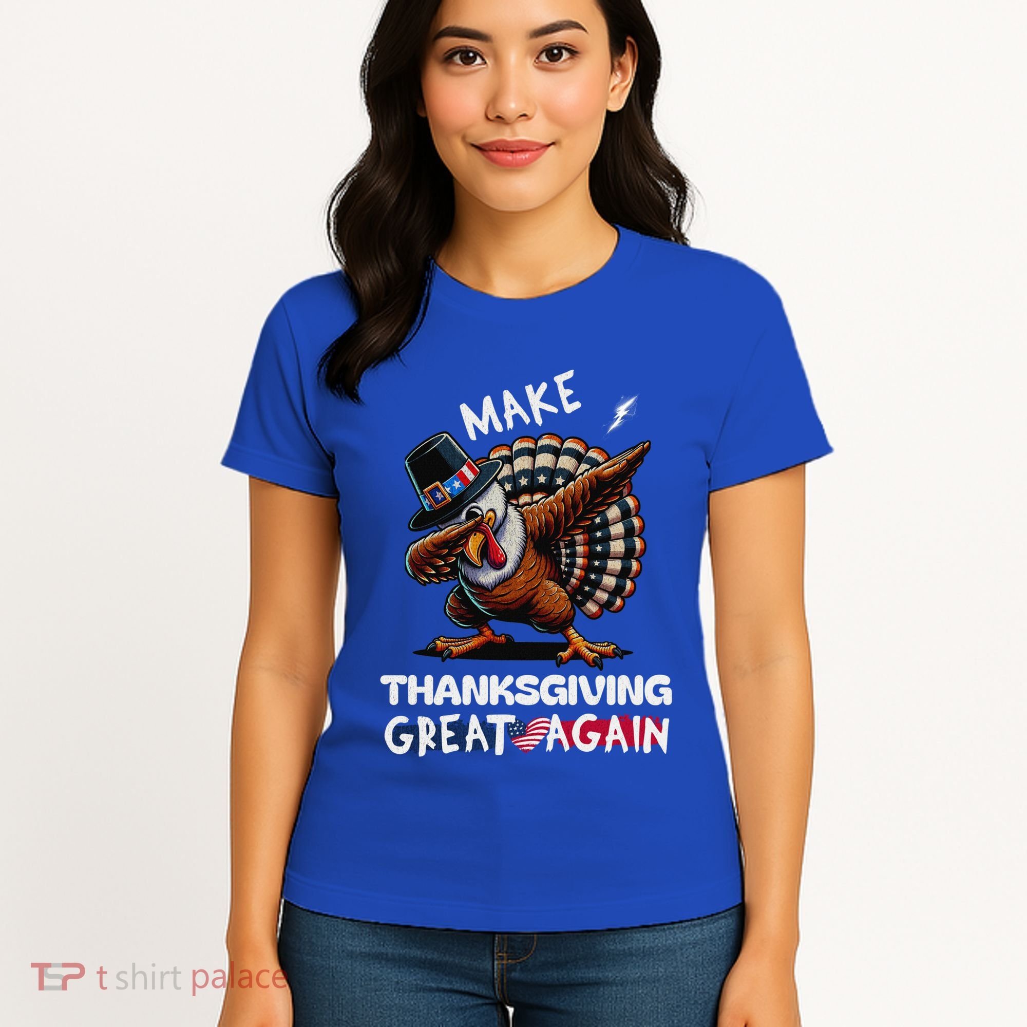 Make Thanksgiving Great Again Dabbing Turkey Trump American Gift Women's T-Shirt