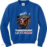 Make Thanksgiving Great Again Dabbing Turkey Trump American Gift Kids Sweatshirt thumb 0