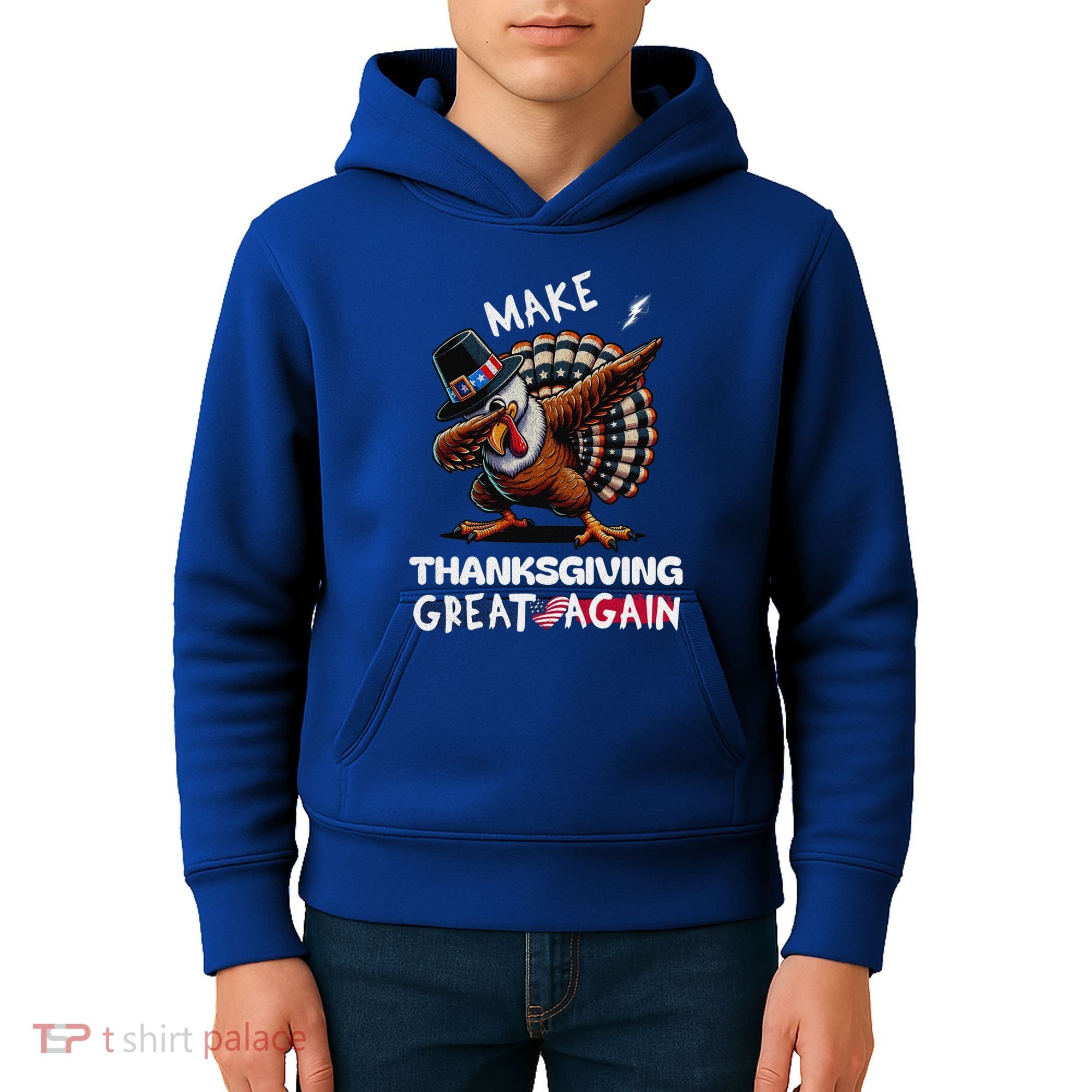 Make Thanksgiving Great Again Dabbing Turkey Trump American Gift Kids Hoodie