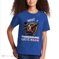 Make Thanksgiving Great Again Dabbing Turkey Trump American Gift Kids T-Shirt thumb 2